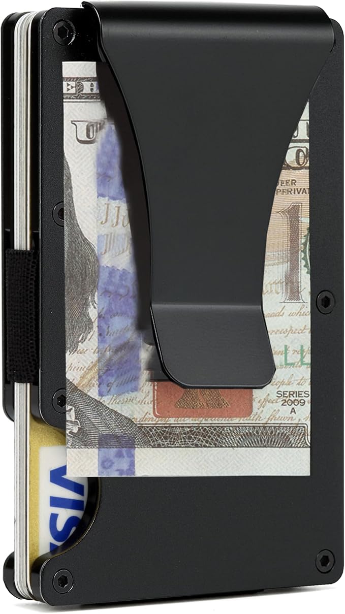 Slim Wallet for Men,RFID Blocking Minimalist Metal Wallet, Money Clip/Cash Holder, Front Pocket Aluminum Credit Card Holder, Ideal Gift for Men,Matte Black - Image 6