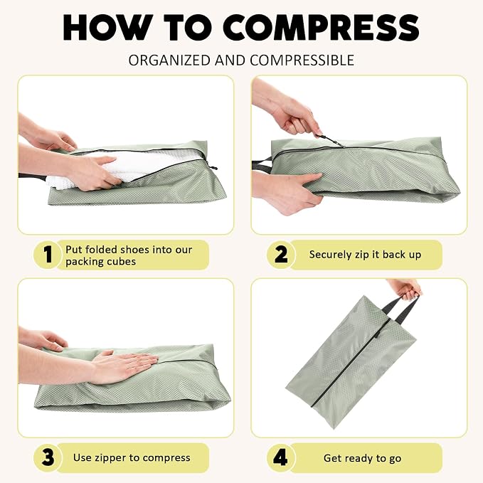 6 Pcs Travel Shoe Bags with Zipper Nylon Portable Waterproof Suitcase Shoe Organizer Packing for Golf(L,Yellow) - Image 3