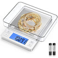 BOMATA 0.01g High Precision Jewelry Scale, 1000g Digital Gram Scale, Silver | Small & Portable Design with Hold, Tare & Counting Function, Precise for Gold, Bullion, Coins, Gemstones & Crafts by BOMATA