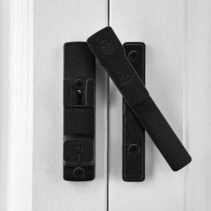 Matte Black 180 Degree Barn Door Lock,Flip Gate Latches Hardware | Zinc Alloy Door Lock,Sliding Door Latches,for bedroom,drawer,pet enclosures,cabinet,garage,window - Image 5