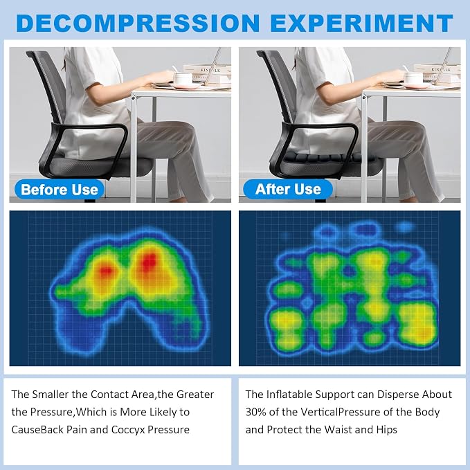Travel Seat Cushion, Airplane Seat Cushion for Long Flights, Easy to Carry, 3D Inflatable Cushion for Wheelchair, Travel,Driving,Office Work - Image 6