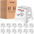 12 Pack 11 Inch Folding Step Stool, Sturdy Plastic Foldable Step Stool for Kids & Adults, Non Slip Lightweight Collapsible Foot Stools Holds 300 lbs, Ideal for Kitchen, Bathroom, Outdoor, White by ACSTEP