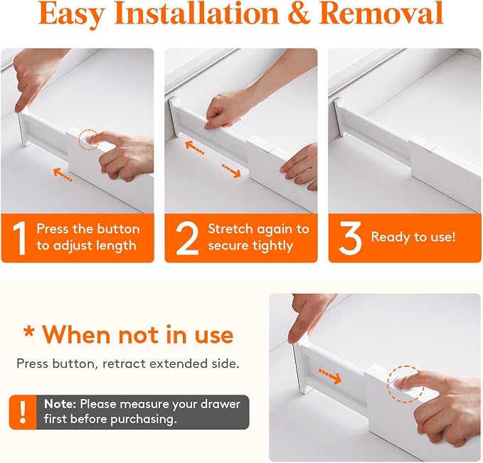 Lifewit 4" High Upgrade Drawer Divider, Adjustable Drawer Organizer Clothes | 20 Pack 11-17" Expandable White Plastic Drawer Separator for Dresser, Kitchen, Closet, Nursery, Office Organization & Storage - Image 5