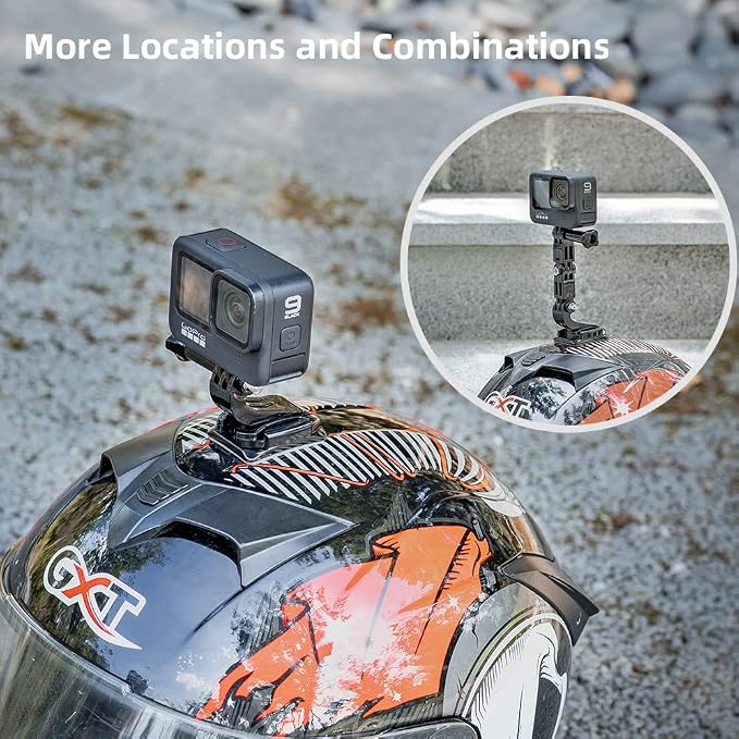Motorcycle Helmet Chin Mount Kit Compatible with GoPro Hero 13 Black, Hero 12/11/10/9/8/7, DJI Action 6/5 Pro/4/3 and More Action Cameras (Ball Head Motorcycle Helmet Chin Mount) - Image 4