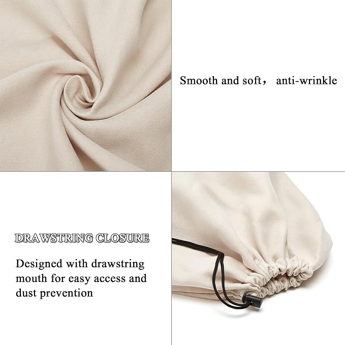 4 Pcs Travel Shoe Bags for Packing with Drawstring,17.7" x 13.8",Beige | Dust Resistant,Machine Washable & Reusable Storage Pouch,Drawstring Closure,Travel Essentials for Women & Men - Image 3