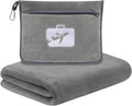Travel Pillow and Blanket 2-in-1 Airplane Pillow Grey 60x50 Inch | Plane Packable, Airplane Travel Essentials, Soft Warm Lightweight Flannel Blanket Compo, Hand Luggage Sleeve&Backpack Clip by SINLAND