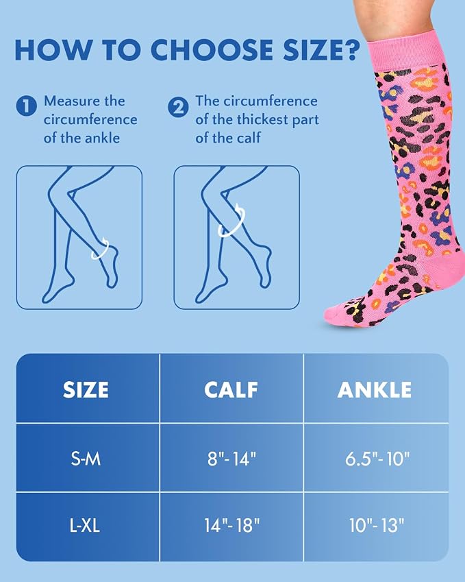 Compression Socks for Women 15-20 mmHg, 2 Pairs | Graduated Support, Knee High Fit, Polyester Stretch, Circulation Comfort, Nurses, Travel, Athletes, Flight, Daily, Patterned - Image 3