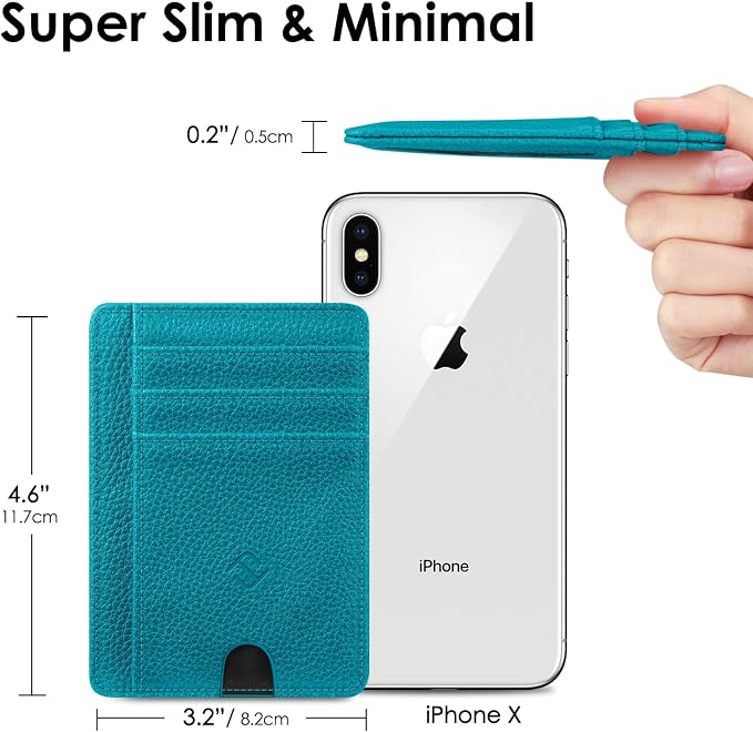 FINTIE Slim Front Pocket Wallet, RFID Blocking Credit Card Holder | Minimalist Card Cases with ID Window for Men Women, Legacy Teal - Image 4