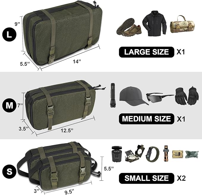 4 Set Tactical Packing Cubes ，Compressible Mesh Duffle Storage Bag,Portable Edc Molle Pouch Organizer. - Image 4