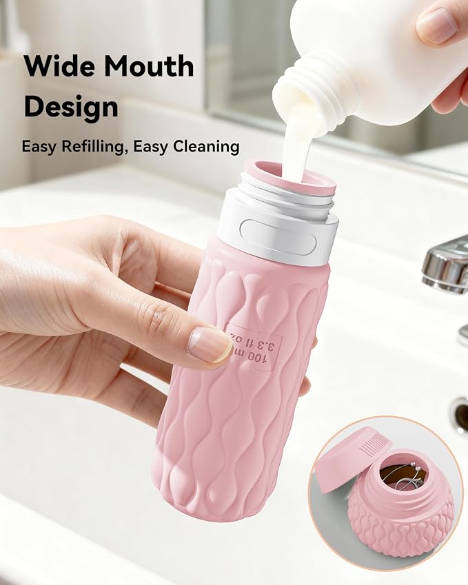 Travel Bottles for Toiletries Silicone Travel Size Containers 3.4oz 1.7oz | Travel Essentials TSA Approved Leakproof Refillable Squeeze Bottles with Labels/Clear Bag for Shampoo, Conditioner, Creams - Image 5