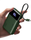 INIU 20000mAh Portable Charger, Smaller 45W Fast Charging Travel Power Bank | Flight-Safe, Built in USB-C Cable, Travel Essential, Battery Phone Pack for iPhone 17 16 Pro, Samsung S26, iPad etc, Green by INIU