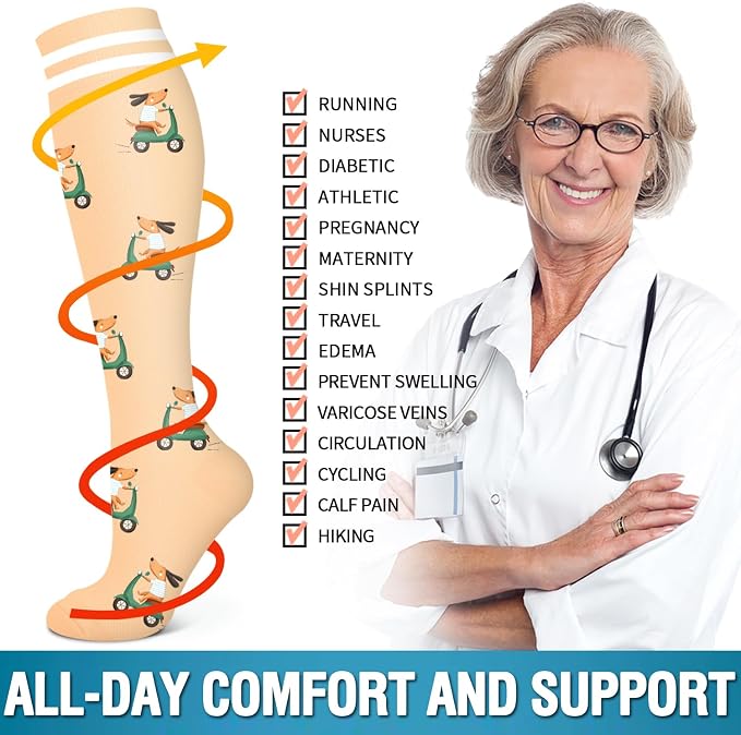 6 Pack Copper Compression Socks for Women and Men Circulation-Best Support for Medical,Running,Nursing,Athletic - Image 6
