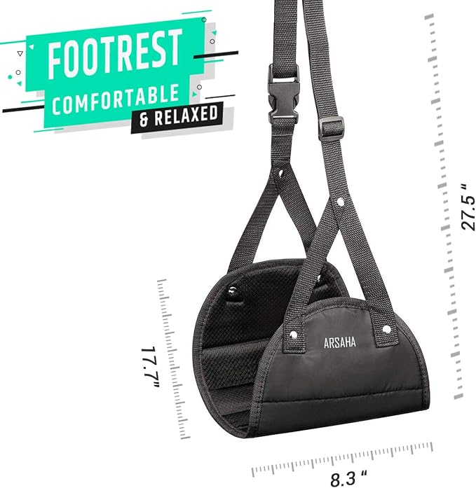 Airplane Footrest - Foot rest for Airplane Travel Essentials , Portable Foot Hammock Under Desk for Train Bus Flight Office foot hammock airplane with Memory Foam-Reduces Swelling - Image 2