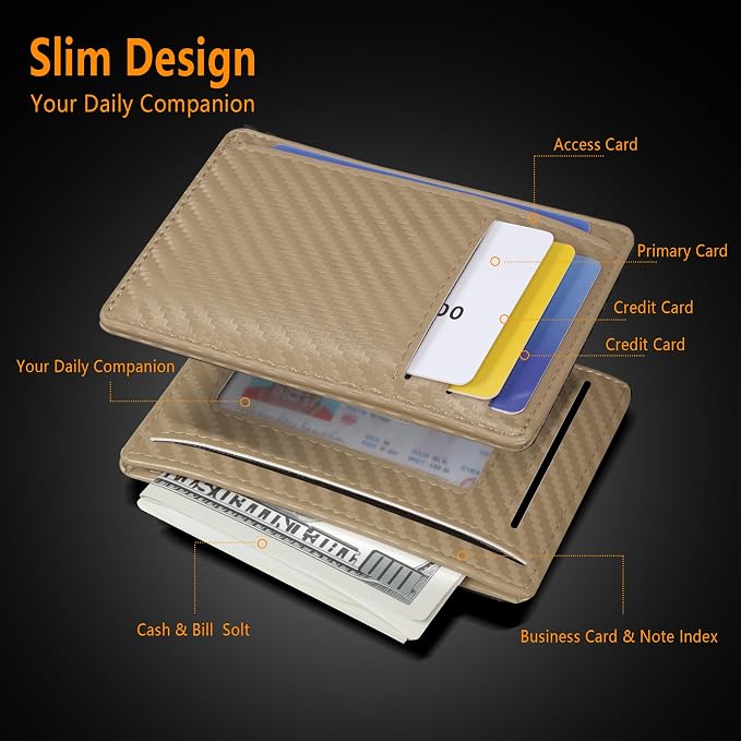 Travelambo Slim Minimalist Wallet for Men, RFID Blocking Credit Card Holder, Front Pocket ID Card Case, Gifts for Men, Husband, Boyfriend, Teenage - Image 4
