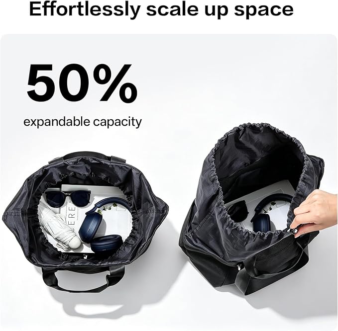 EKOROMIER Dual-Handle Expandable Tote Bag,Ultra-Lightweight Travel Bag | Expandable 30L-50L waterproof handbags & wear-resistant shopper. Perfect weekender, carry on, gym or beach bag. - Image 6