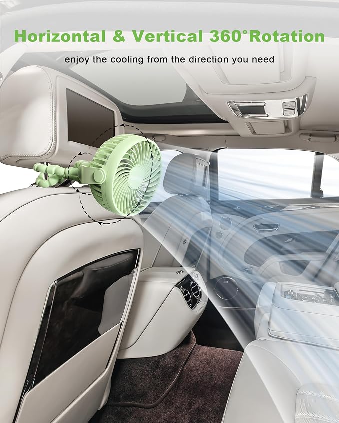 Coohea Clip on Stroller Fan, Rechargeable Long-Lasting Power Wind Fan | 4000mAh Battery Operated, 360° Rotatable Flexible Tripod, 3 Adjustable Speed, Portable Fan for Car Crib Backseat Beach Travel - Image 4