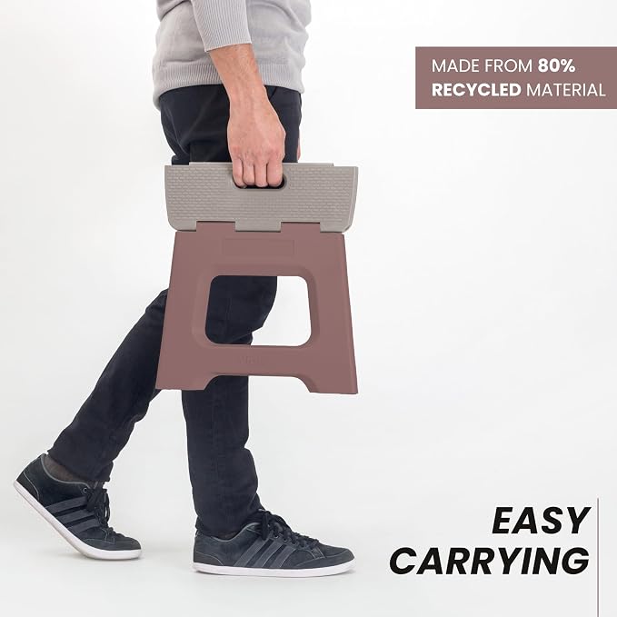 Vigar Compact Foldable Step Stool, 10-1/2-Inch, Brown | For Adults, Up to 330 Pound, Lightweight Stool, Non-Slip, Folding Design, Compact Size, Easy to Store - Image 7