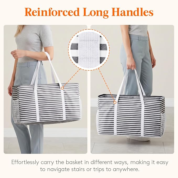 Lifewit Extra Large Tote Bag, Reusable Grocery Bags with Metal Wire Frame and Handles - Image 6