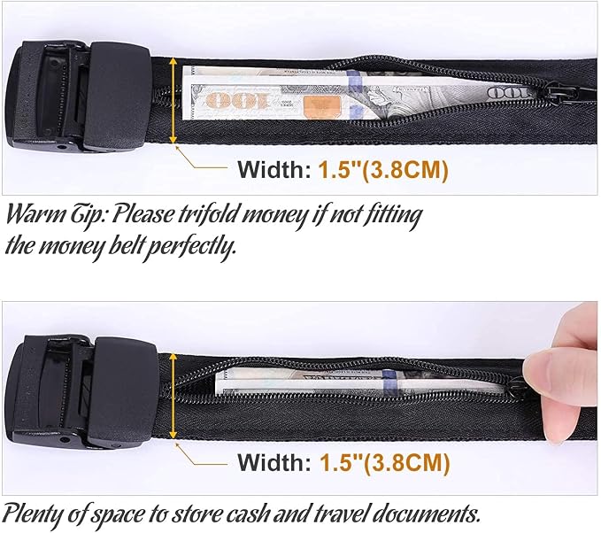 Travel Security Money Belt with Hidden Money Pocket - Cashsafe Anti-Theft Wallet Unisex Nickel free Nylon Belt by JASGOOD - Image 3