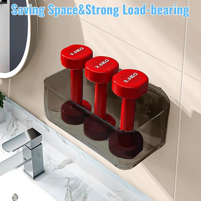 CGBE 2-Pack Cabinet Door Organizer, Self Adhesive Bathroom Shelves, Gray | Acrylic Shower Caddy, Wall Mounted Storage, No Drilling, Automatic Draining, For Cabinet Door and Shower Wall - Image 3