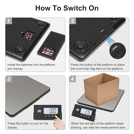 QP Shipping Scale, 440 lb/0.35 oz High Accuracy Digital Postal Scale, Postage Scale, Wireless LCD Display, Hold/Tare Function, Lightweight Scale for Packages/Luggage/Pet, Battery & AC Adapter Included - Image 7