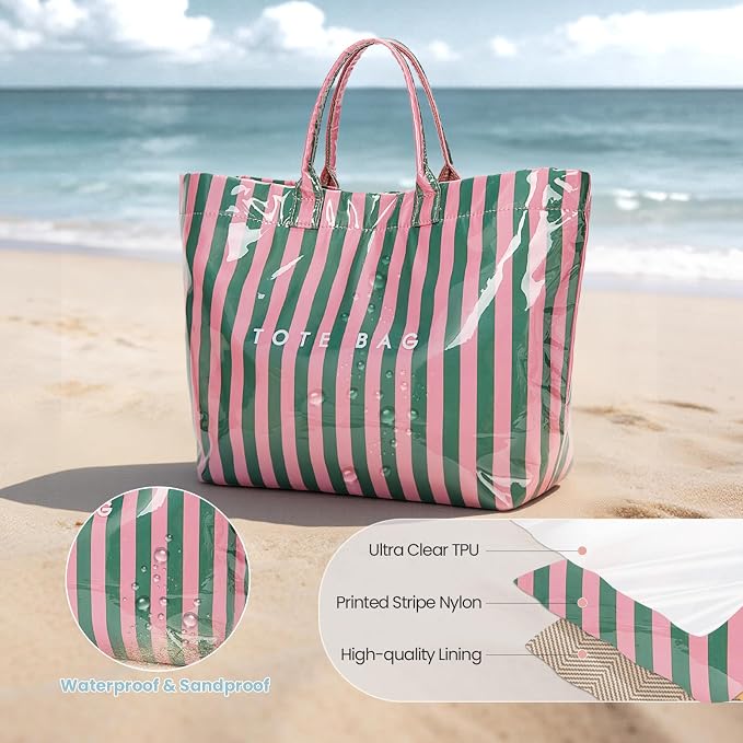 Lushandy PVC Tote Bag for Women Jelly Beach Bag Top Handle Hobo Handbag | Water-Resistant, Wipe Clean, Lightweight - Image 4