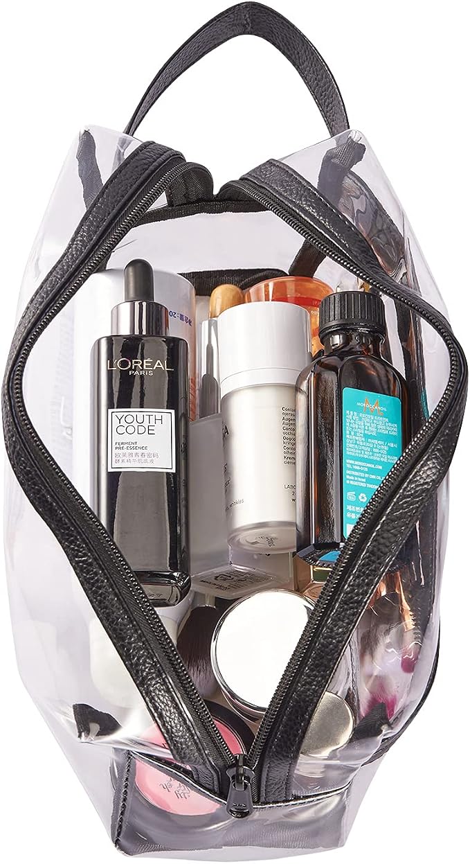 Heavy Duty Clear Travel Toiletry Makeup Bags Transparent Shaving Bag Water Resistant Cosmetic Bag Organizer Pouch with Zipper and Handle - Image 5