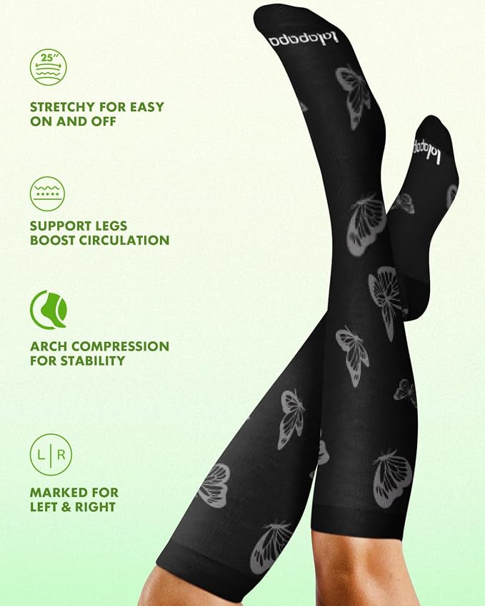 Bamboo Viscose Compression Socks for Women Men | 2 Pairs 15-20mmHg Cute Breathable Graduated Knee High Compression Socks for Nurse Pregnancy Travel - Image 6