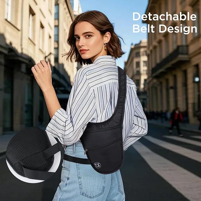 Crossbody Bag for Men Women Anti-Theft Money Belt for Travel Hidden Slim Passport Holder Mini Sling Bag Chest Belt Under Clothes to Protect Cash, Credit Cards, Phone - Image 5