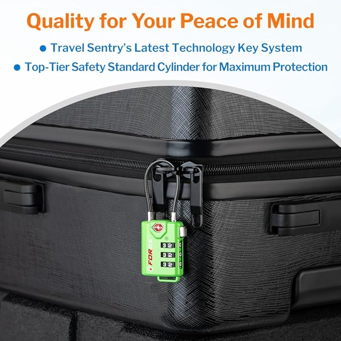 Forge TSA Approved Luggage Locks, Re-settable Combination with Alloy Body(Green 2 Locks) - Image 6
