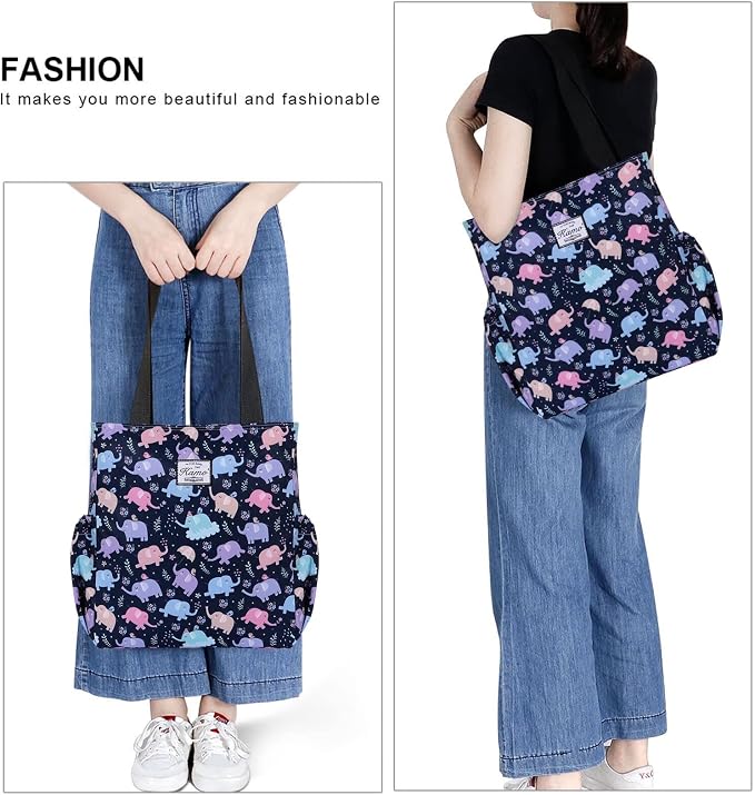 KAMO Floral Tote Bag - Waterproof Lightweight Handbags Travel Shoulder Bag for Hiking Yoga Gym Swimming Travel Beach - Image 6