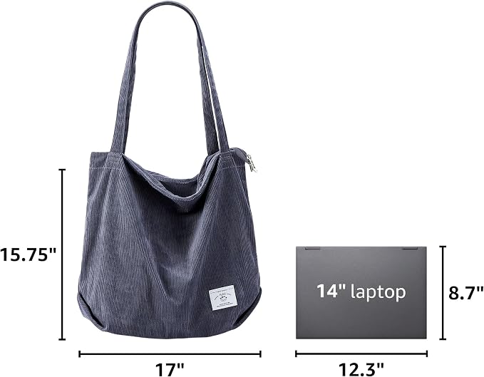 KALIDI Women Corduroy Tote Bag Zipper Casual Tote's Handbag Big Capacity Shoulder Bag with Pockets - Image 3