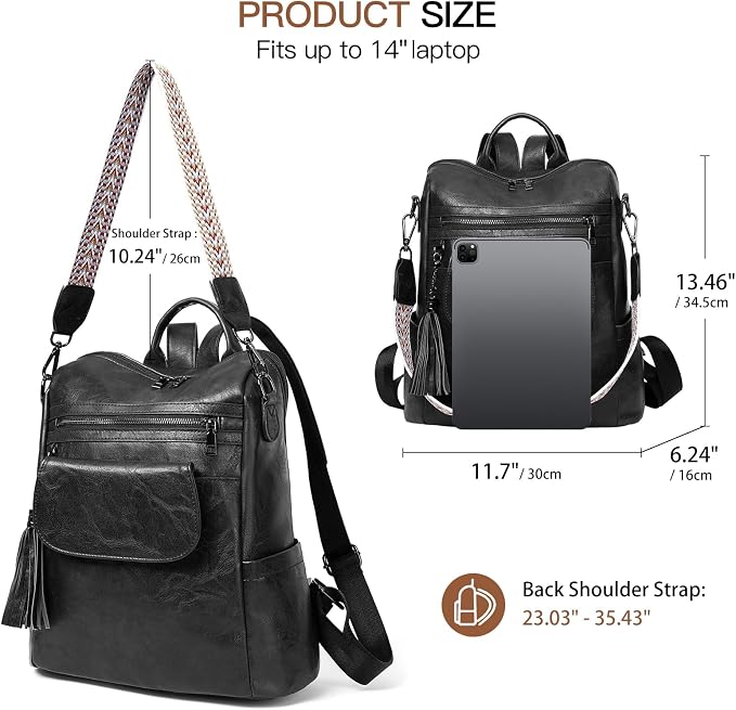 GAEKEAO Backpack Purse for Women PU Leather Anti-theft Backpack Ladies Convertible Large Travel Designer Fashion Shoulder Bag - Image 4