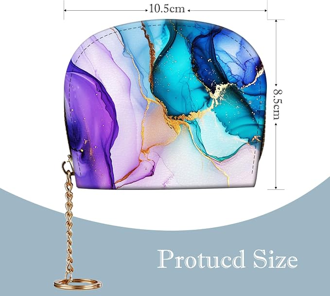 Women's Slim RFID Wallet – Compact Leather Card Holder Wallet for Women, 9 Card Slots RFID Blocking Credit Card Organizer, Small Travel Wallet - Colorful Marble - Image 2