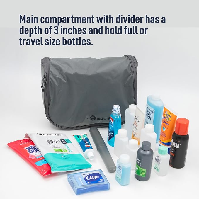 Sea to Summit Large Hanging Toiletry Bag, Travel Organizer, Spicy Orange | Ultralight hanging toiletry bag with multiple compartments organizes makeup and toiletries for travel and outdoor adventures - Image 4