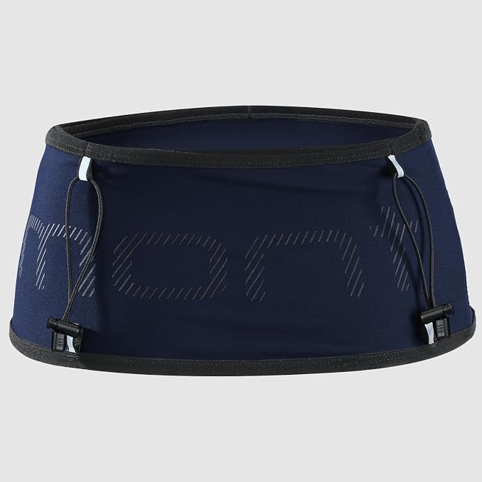 Haimont No-Bounce Running Hydration Belt for Trail & Daily Runs, Blue, S | 500ml Soft Flask Compatible, Zip Pocket, Gel Storage, Pole Loops, Reflective Details - Image 2