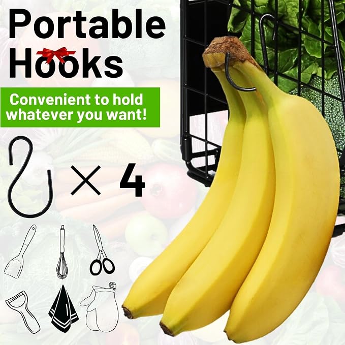 2 Set Magnetic Shelf for Refrigerator with Wood Lid, Fruit Potato & Onion Storage Bins, Pantry Organizers & Storage, Large Container Magnetic Spice Rack for Refrigerator, Kitchen Counter, Cabinet | Strong magnet holds 50lbs, ventilated bin for produce,... - Image 9