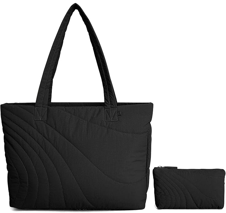 Quilted PufferTote Bag for Women with Wallet,0.741bs Lightweight Large Capacity Handbag for Travel,Work,Gym,Daily by Unknown