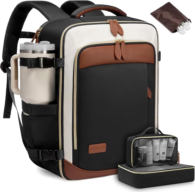 LOVEVOOK 50L Travel Backpack Carry On Airline Approved, Large Backpack with 3 Packing Cubes, TSA Travel Essentials Carry On Bag, Waterproof Weekender Overnight Luggage Daypack, Fits 18 Inch Laptop by LOVEVOOK