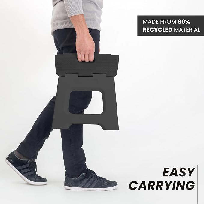 Vigar Compact Step Stool Foldable, 10-1/2-inch Step Stools for Adults up to 330 Pound, Lightweight Stool, Non-Slip Folding Step Stool, Black | For Adults, Up to 330 Pound, Lightweight Stool, Folding Design, Compact Size, Stable Surface, Easy to Store - Image 7