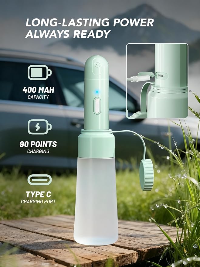 Electric Portable Bidet Sprayer Bottle Handheld for Women & Men, Travel Bidet Portable for Travel, Personal High Pressure Hygiene for Backpacking & Camping (VMASSTONE EPB-001 Mint Green) - Image 4