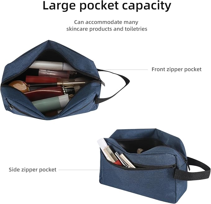 Icramsy Travel Toiletry bag Toiletry bag for women men Hanging Cosmetic bag Travel accessories for Women Men (Navy blue) - Image 3