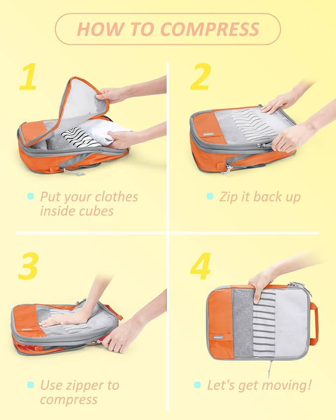 BAGSMART Compression Packing Cubes for Travel Essentials | 14 Set /6 Set /4 Set/2 Set, Lightweight, Durable - Image 6