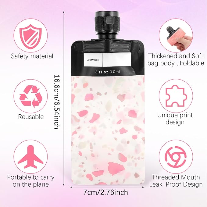 Dimeho 6 Pcs Travel Pouches for Toiletries, 3 oz Travel Size Containers Leak Proof Empty Squeeze Pouches TSA Approved Refillable Bottles for Liquids Shampoo Conditioner Pouch - Image 2