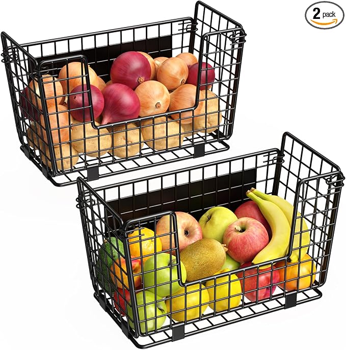 Magnetic Shelf for Fridge - Fruit & Vegetable Storage Organizer | 3Pack Magnetic Spice Rack for Refrigerator, Onion & Potato Storage Bin, Magnetic Basket for Kitchen, Pantry & Laundry Room by GGIU