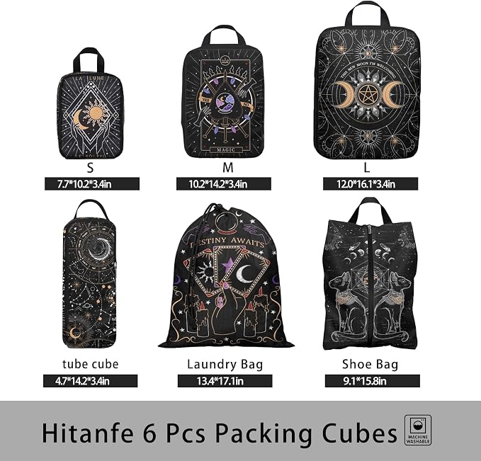 6 Pcs Compression Packing Cubes for Travel, Waterproof Luggage Organizer Washable Storage Bags Set - Packaging Cubes for Backpack Travel and Carry-Ons - Image 2