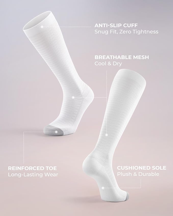 FITRELL 4 Pairs Compression Socks for Women & Men, 15-20mmHg Circulation Support for Athletic Travel Daily Wear - Image 6