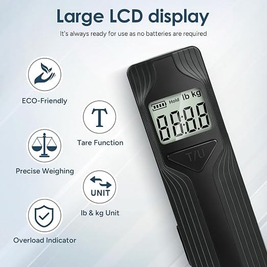 Battery-Free Luggage Scale – No Batteries Needed, Portable Digital Hanging Suitcase Weight Scale for Air Travel & Checked Bags, 110lb/50kg, LCD Display, Compact Travel Accessory - Image 9