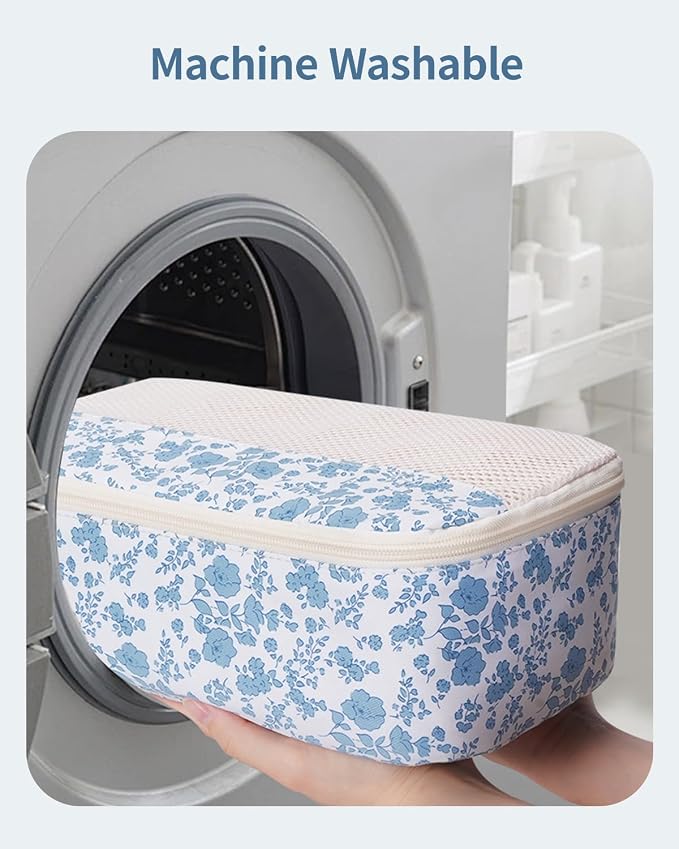 Narwey 7 Set Floral Packing Cubes for Travel Carry on Suitcase Luggage Organizer Bags for Kids Women Men, Durable Packing Organizers Bag, Travel Essentials Accessories (Blue Flower) - Image 6