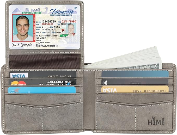 HIMI Wallet for Men-Genuine Leather RFID Blocking Bifold Stylish Wallet With 2 ID Window - Image 4